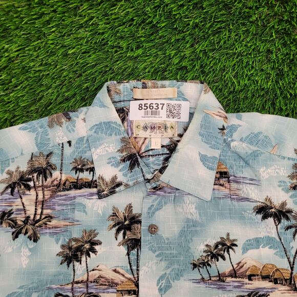 Campia Moda Beach Palm-Tree Button Shirt Large 23x30 Summer AOP - Picture 7 of 12
